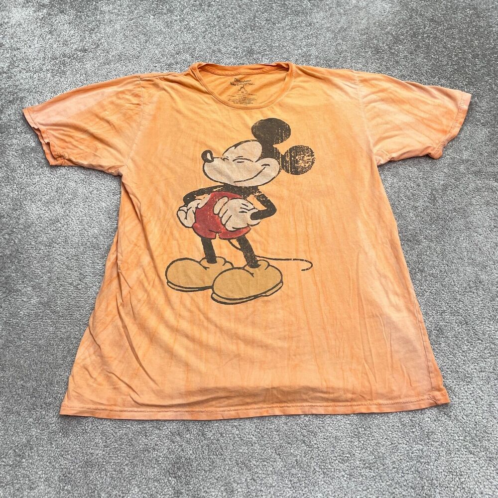 Disney Vintage Mickey Mouse Tie-Dye Graphic T-Shirt Mens XL Orange Cotton Tee